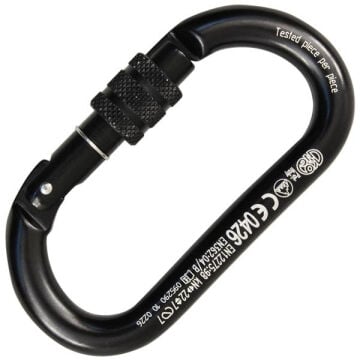 Kong Oval Alu Classic Screw Sleeve Siyah Vidalı Kilitli Alüminyum Oval Karabina 22 kN 105 mm Keylock 730LA0NNNKK