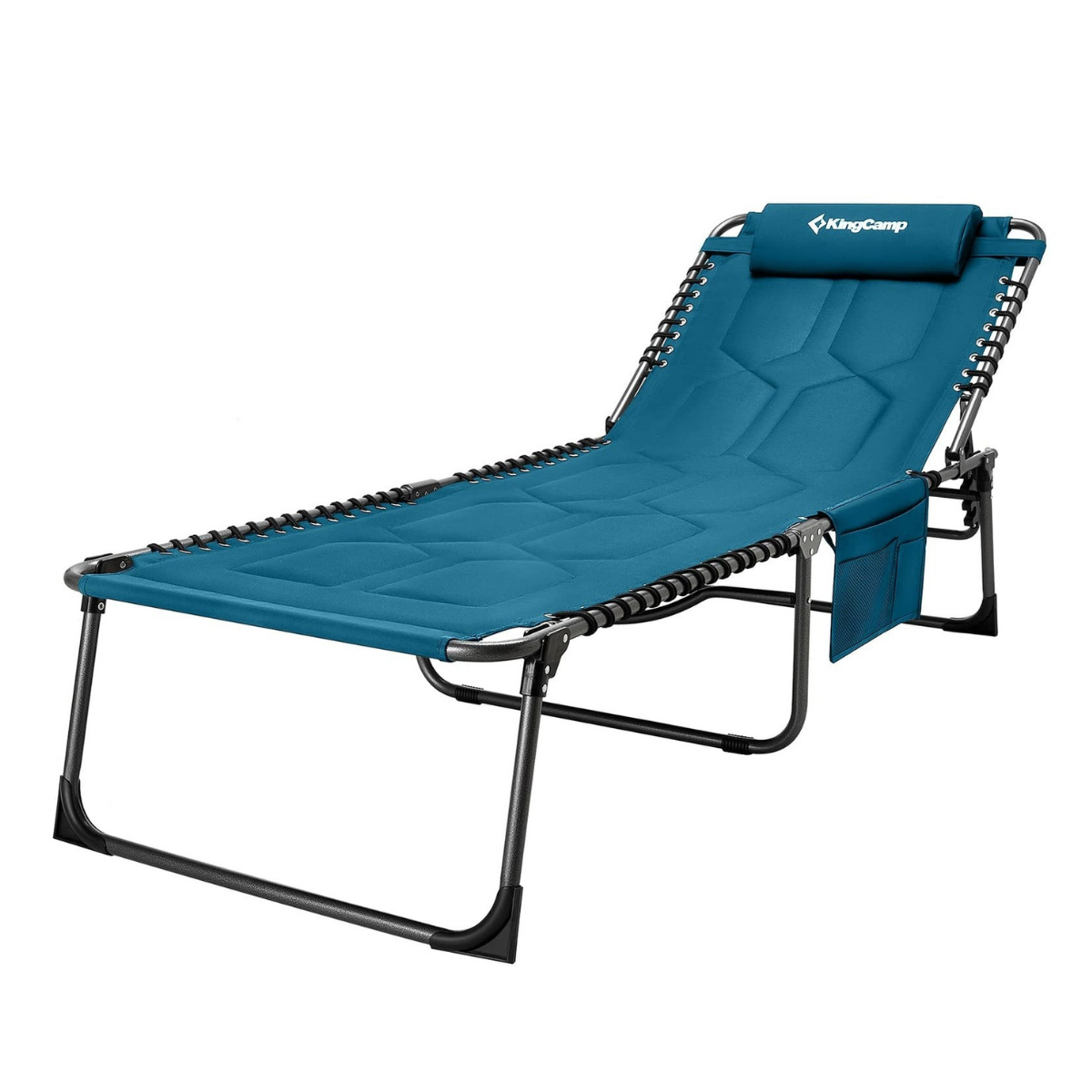 KingCamp Bavaria Cozy Premium 5 Kademeli Katlanır Şezlong Kampet Blue