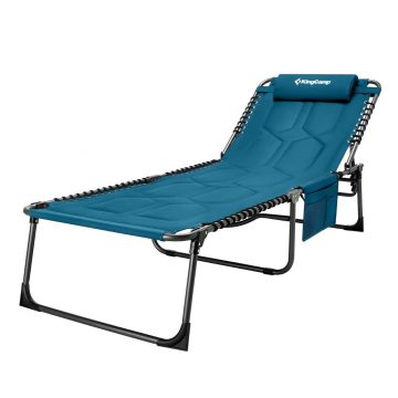 KingCamp Bavaria Cozy Premium 5 Kademeli Katlanır Şezlong Kampet Blue