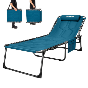 KingCamp Bavaria Cozy Premium 5 Kademeli Katlanır Şezlong Kampet Blue