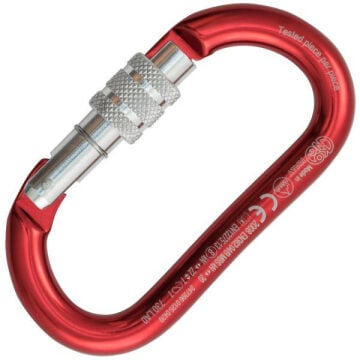 Kong Oval Alu Classic Screw Sleeve Kırmızı/Parlak Vidalı Kilitli Alüminyum Oval Karabina 22 kN 105 mm Keylock 730LA0RPPKK