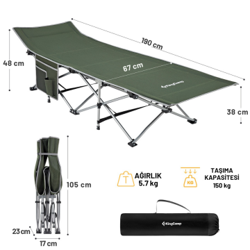 KingCamp Willow Ultra Katlanır Kampet Portatif Kamp Yatağı Green