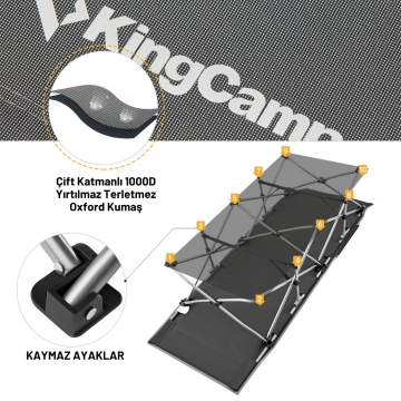 KingCamp Willow Ultra Katlanır Kampet Portatif Kamp Yatağı Grey Gri