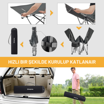 KingCamp Willow Ultra Katlanır Kampet Portatif Kamp Yatağı Grey Gri