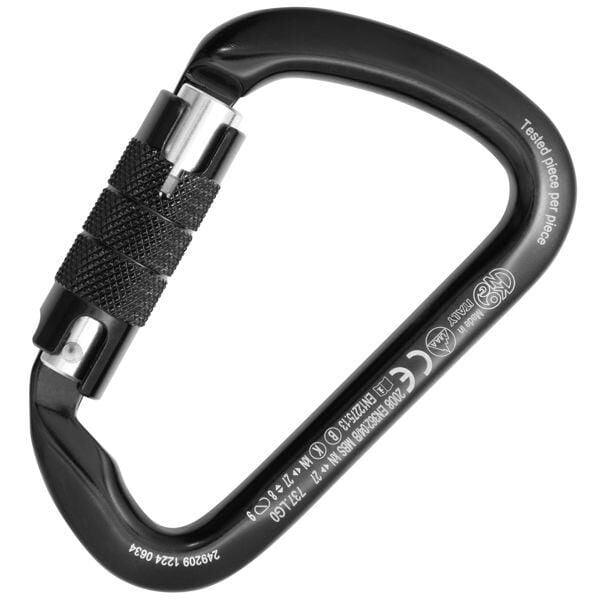 Kong Large Multiuse Twist Lock Siyah/Parlak/Siyah Twist Lock Kilitli Alüminyum Asimetrik Karabina 27 kN 112 mm Keylock 737LG0NPNKK