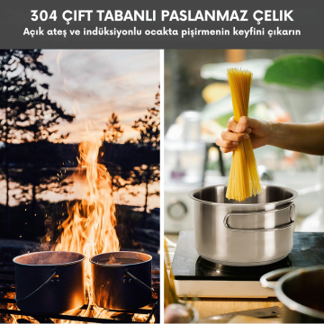KingCamp Cookware Set Paslanmaz Çelik Kamp Tencere Seti