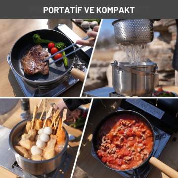 KingCamp Cookware Set Paslanmaz Çelik Kamp Tencere Seti