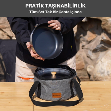 KingCamp Cookware Set Paslanmaz Çelik Kamp Tencere Seti