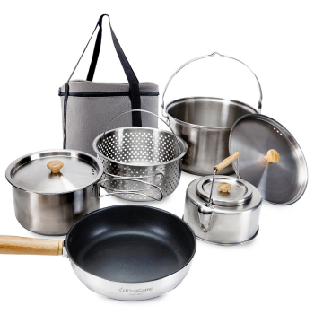 KingCamp Cookware Set II Paslanmaz Çelik Kamp Tencere Seti
