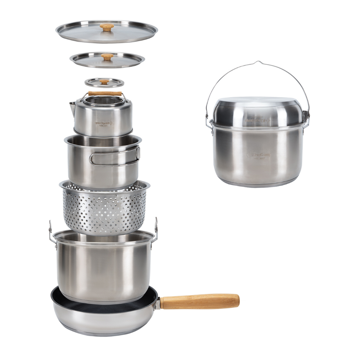 KingCamp Cookware Set II Paslanmaz Çelik Kamp Tencere Seti