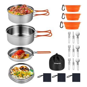 KingCamp Adventurer II Pro Paslanmaz Çelik Kamp Tencere Seti 25 Parça