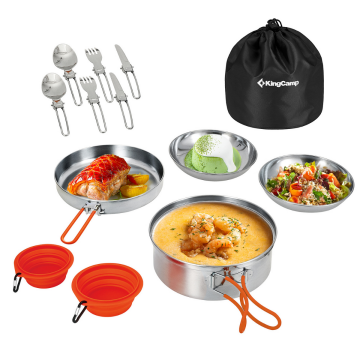 KingCamp Adventurer I Pro Paslanmaz Çelik Kamp Tencere Seti 17 Parça