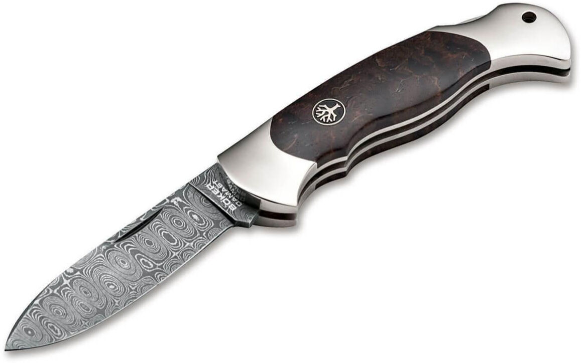Böker Manufaktur Scout Spearpoint Curly Birch Damascus Çakı