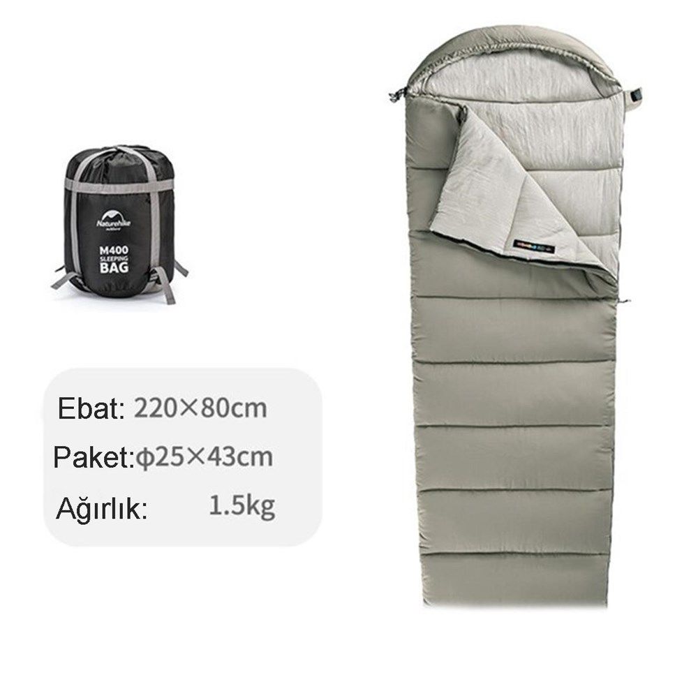 Naturehike M400 Pongee Pamuklu Uyku Tulumu -18°C Yeşil L - Sol Fermuar