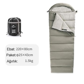 Naturehike M400 Pongee Pamuklu Uyku Tulumu -18°C Yeşil L - Sol Fermuar