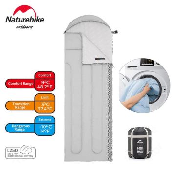 Naturehike L250 Zarf Tarzı Kapüşonlu Uyku Tulumu -10 C Gri NH21MSD07