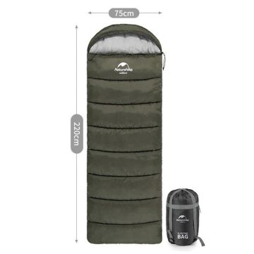 Naturehike U150 Zarf Tarzı Kapüşonlu Uyku Tulumu -6 C Haki