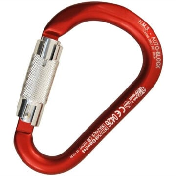 Kong HMS Classic Auto Block Kırmızı/Parlak Auto Block Kilitli Alüminyum HMS Karabina 22 kN 116 mm Keylock 786MM0RPPKK