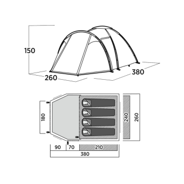 Easy Camp Lomsdal 4 Blackroom 4 Kişilik 150cm Yükseklik Çadır