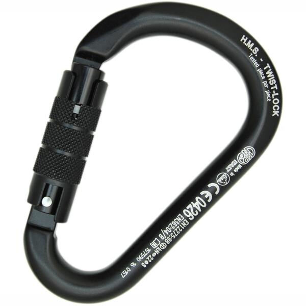 Kong HMS Classic Twist Lock Siyah Twist Lock Kilitli Alüminyum HMS Karabina 22 kN 116 mm Keylock 786MG0NNNKK