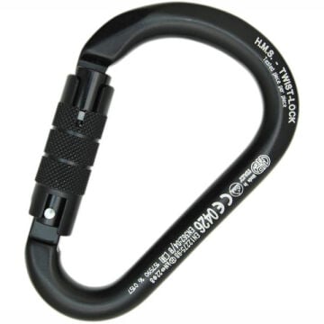 Kong HMS Classic Twist Lock Siyah Twist Lock Kilitli Alüminyum HMS Karabina 22 kN 116 mm Keylock 786MG0NNNKK