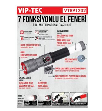 Vip-Tec VT891202 7 Fonksiyonlu El Feneri
