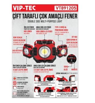 Vip-Tec VT891205 Halo Çift Taraflı Çok Amaçlı Fener