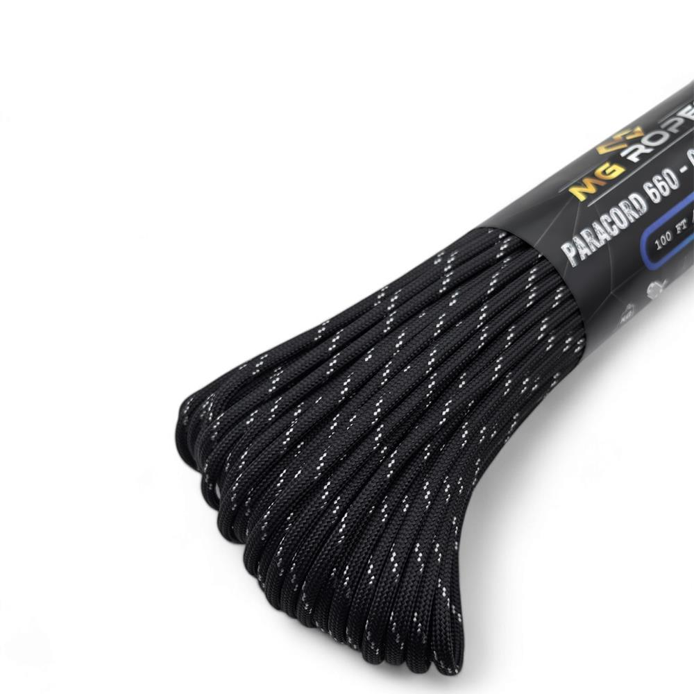Ropes Polyester Paracord İp 4 mm Siyah Beyaz Desen 30 Metre
