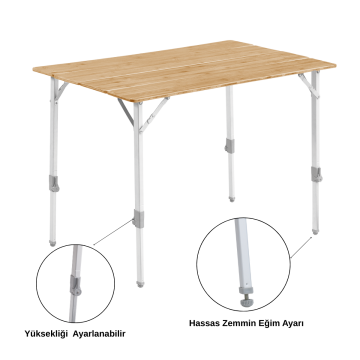 Outwell Custer M Bambu Katlanır Kamp Masası