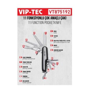 Vip-Tec VT875192 11 Parça Çok Amaçlı Çakı