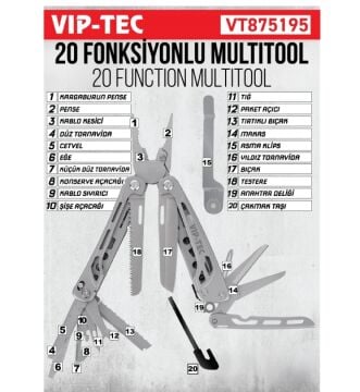 Vip-Tec VT875195 20 Fonksiyonlu Çok Amaçlı Pense