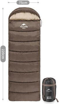 Naturehike U350 Zarf Tarzı Kapüşonlu Uyku Tulumu -13 C NH20MSD07-U350 Kahve MZ
