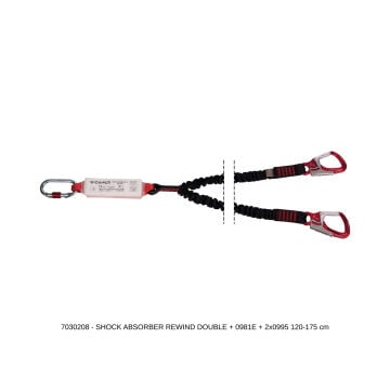Camp 7030101-7030201 Rewind Şok Emicili Elastik Lanyard Shock Absorber Rewind Double 120 - 175 cm 0981E + 2x2017 Bağlantı Konfigürasyonu EN 355
