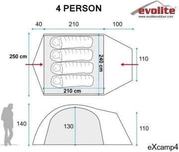 Evolite Excamp 4 Pro Çadır 4 Mevsim Mz