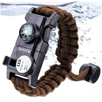 Paracord Hayatta Kalma Kamp Bilekliği Kahverengi