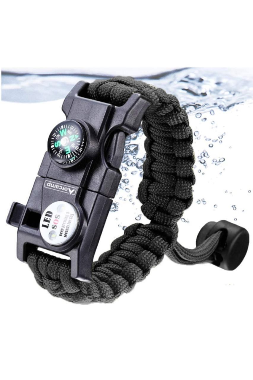 Paracord Hayatta Kalma Kamp Bilekliği Siyah