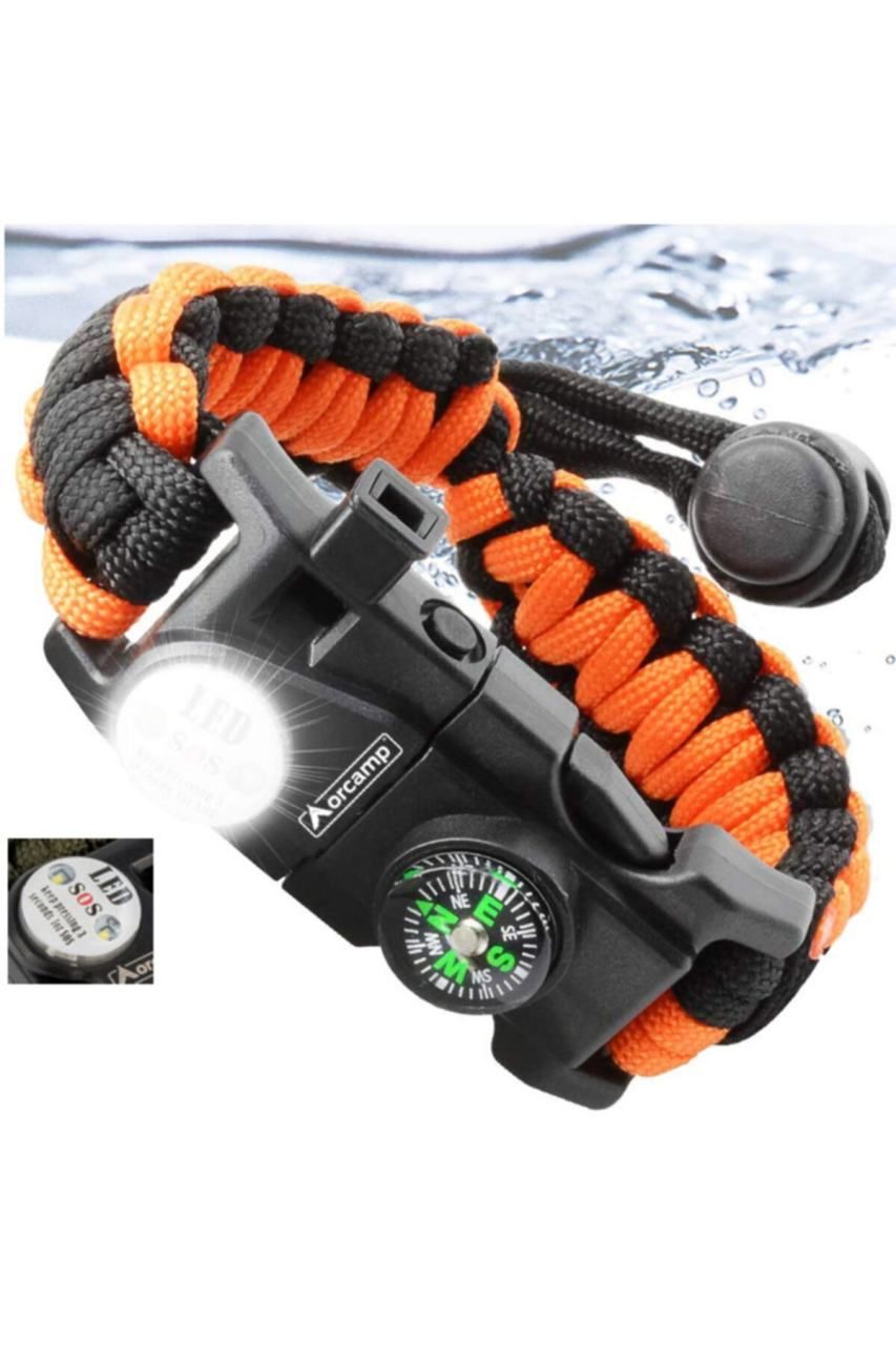 Paracord Hayatta Kalma Kamp Bilekliği Turuncu