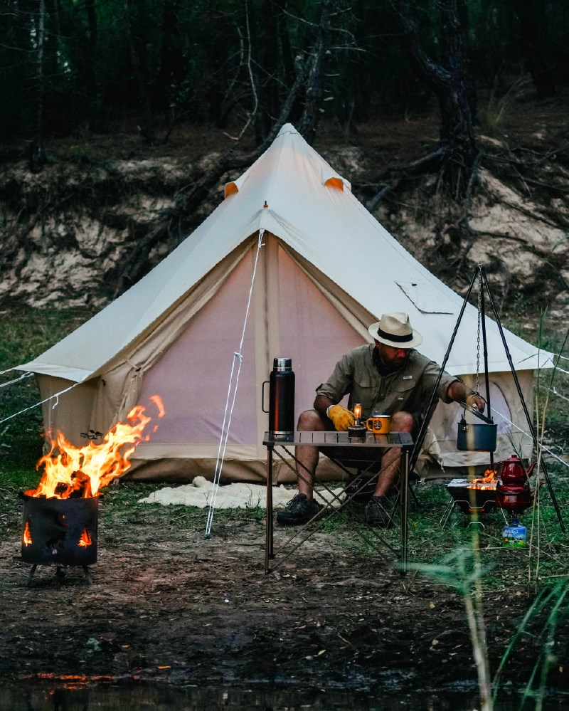 Campout Kanvas Baca Çıkışlı Kamp Çadırı Büyük 4m
