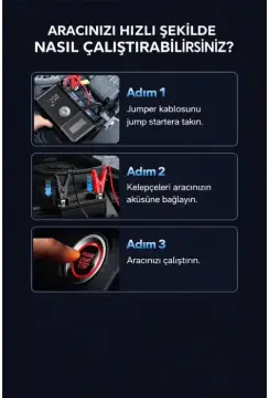 Syotech DK003 12000 mAh Akü Takviye Cihazı Hava Kompresörü Taşınabilir Jump Starter 12V Dijital Ekranlı Alan Aydınlatma Lambası
