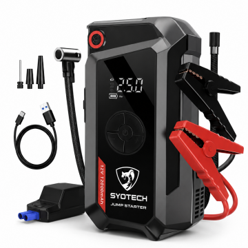 Syotech DK003 12000 mAh Akü Takviye Cihazı Hava Kompresörü Taşınabilir Jump Starter 12V Dijital Ekranlı Alan Aydınlatma Lambası