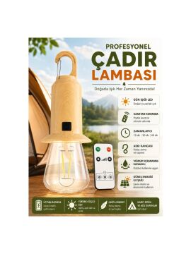 Headlight Solar Güneş Enerjili Şarjlı Kamp Lambası Uzaktan Kumandalı LED Çadır Aydınlatma Feneri