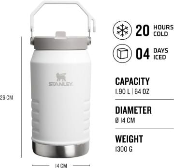Stanley The IceFlow Flip Straw Pipetli 2.0 Su Termosu 1,9 LT Beyaz