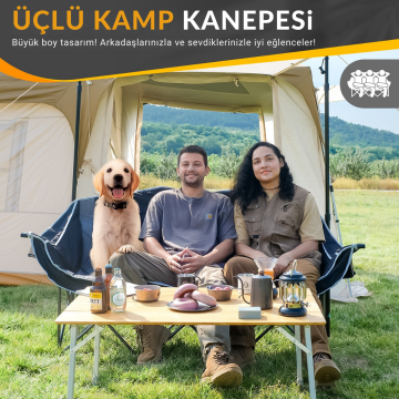 KingCamp Canna Ultra Konforlu Üç Kişilik Katlanır Kamp Sandalyesi B.Grey