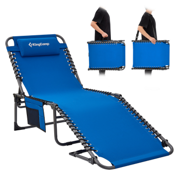 KingCamp Berlin Classic Comfort Lounge 5 Kademeli Katlanır Şezlong ve Kampet Blue