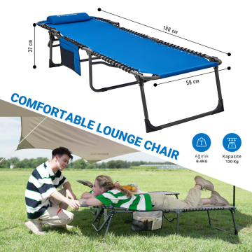 KingCamp Berlin Classic Comfort Lounge 5 Kademeli Katlanır Şezlong ve Kampet Blue