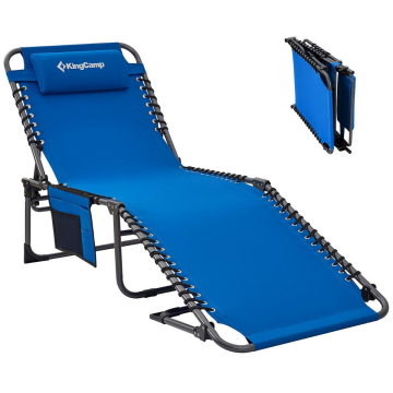 KingCamp Berlin Classic Comfort Lounge 5 Kademeli Katlanır Şezlong ve Kampet Blue
