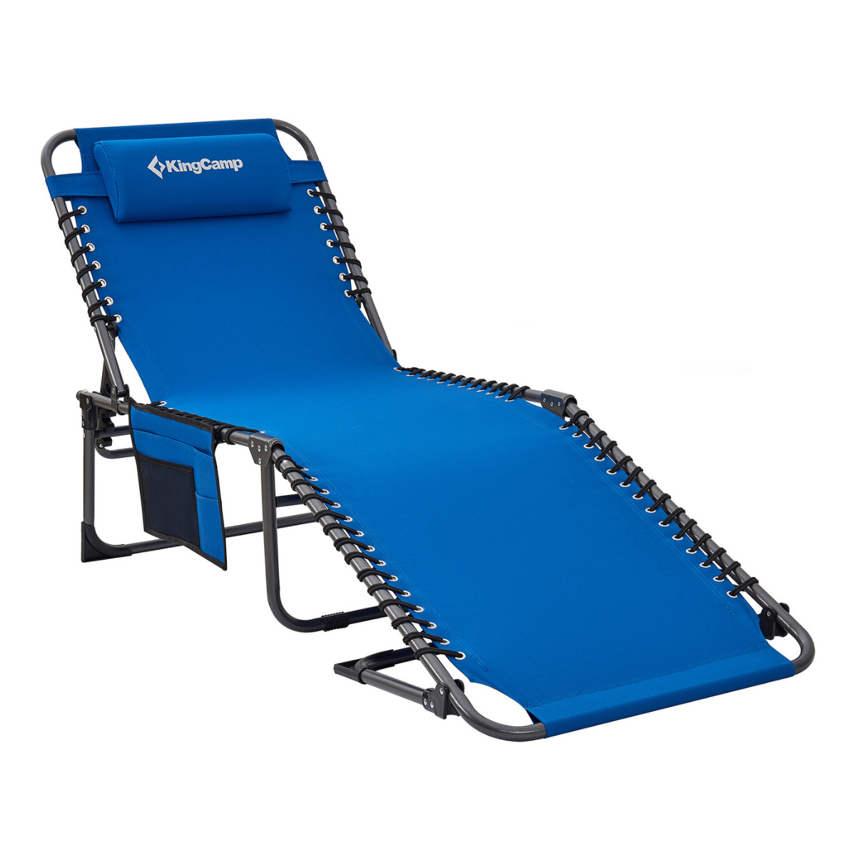 KingCamp Berlin Classic Comfort Lounge 5 Kademeli Katlanır Şezlong ve Kampet Blue