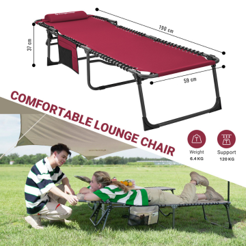 KingCamp Berlin Classic Comfort Lounge 5 Kademeli Katlanır Şezlong ve Kampet Wine