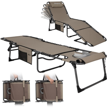 KingCamp Magnolia B10 Hands-Free Premium 7 Kademeli Katlanır Şezlong Beige