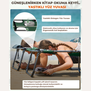 KingCamp Magnolia B10 Hands-Free Premium 7 Kademeli Katlanır Şezlong G.White